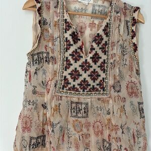 Sleeveless embroidered top